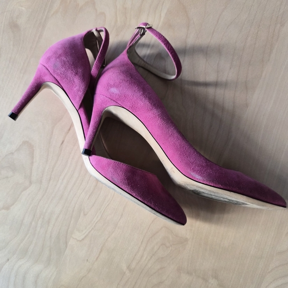 Jimmy Choo Pink Suede Ankle Strap Heels | Size EU 35.5 | Pointed Toe Pumps - Picture 8 of 13